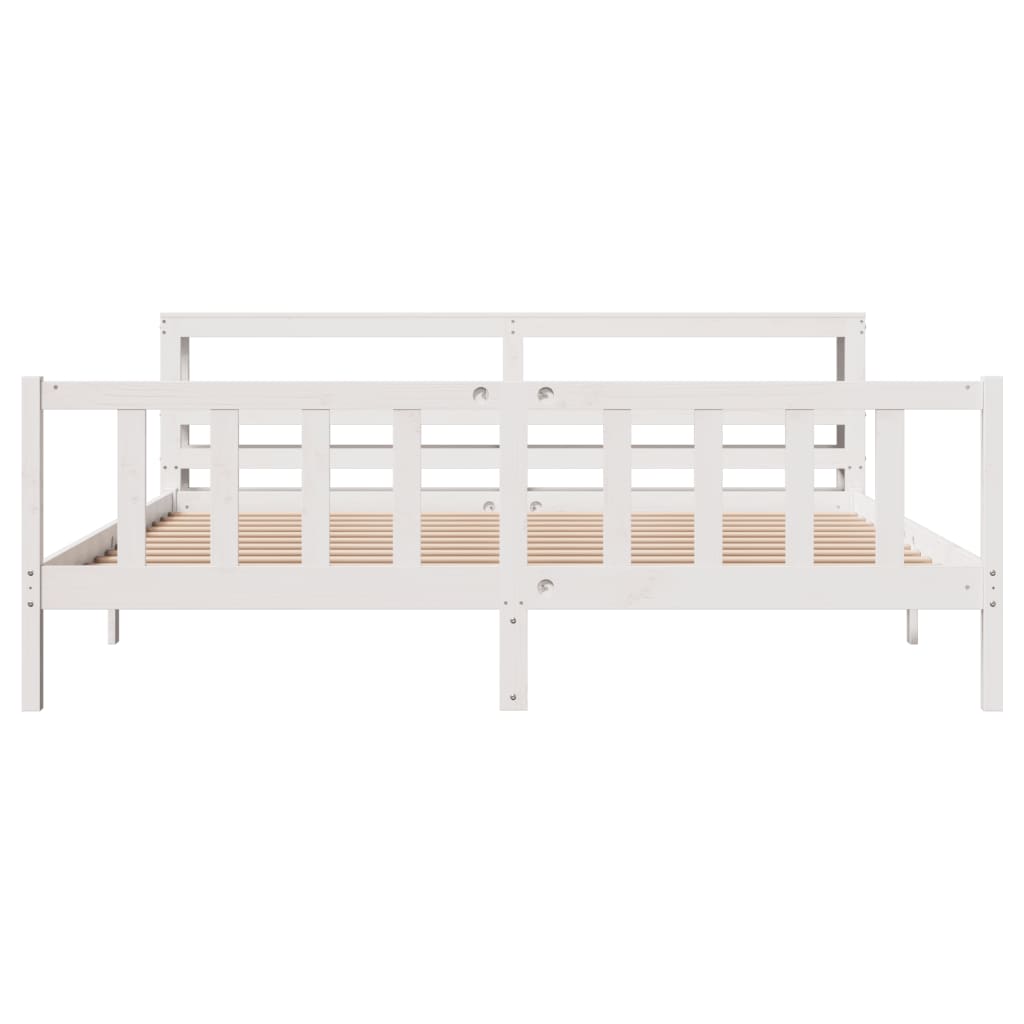 Bed Frame without Mattress White 200x200 cm Solid Wood Pine