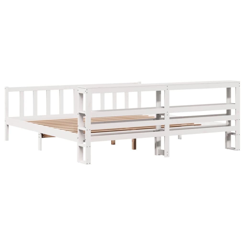 Bed Frame without Mattress White 200x200 cm Solid Wood Pine