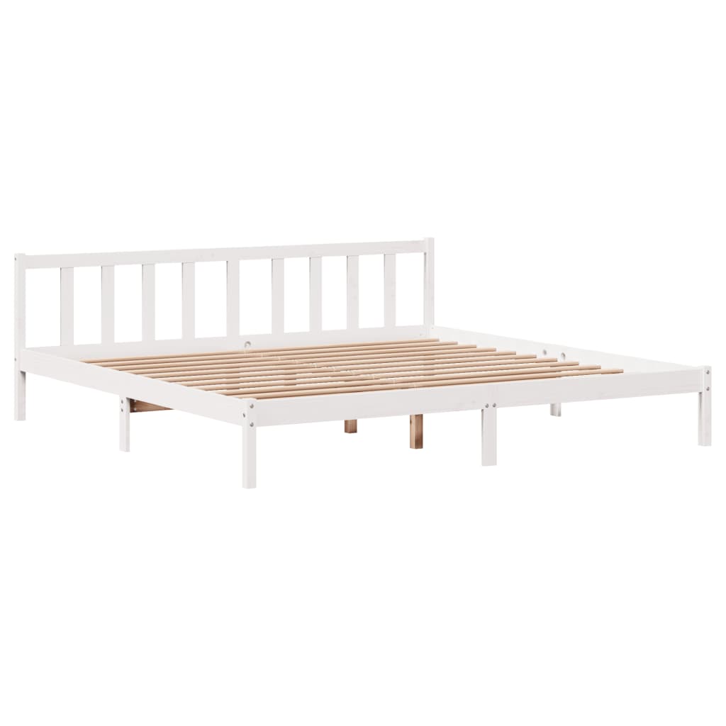 Bed Frame without Mattress White 200x200 cm Solid Wood Pine