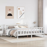 Bed Frame without Mattress White 200x200 cm Solid Wood Pine