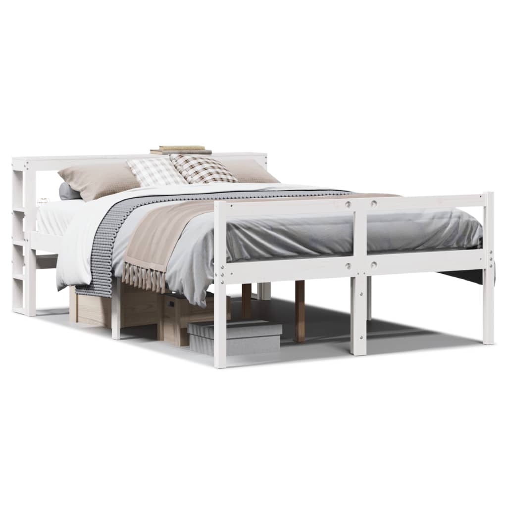 Senior Bed with Headboard without Mattress White 140x190 cm