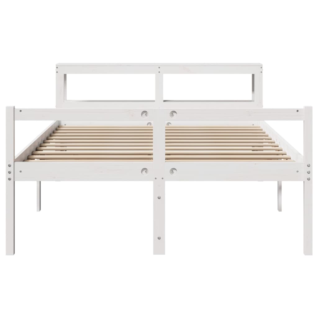 Senior Bed with Headboard without Mattress White 140x190 cm