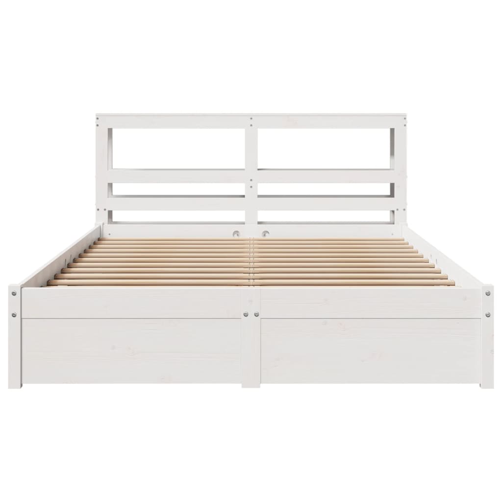 Bed Frame with Headboard without Mattress White 150x200 cm King Size