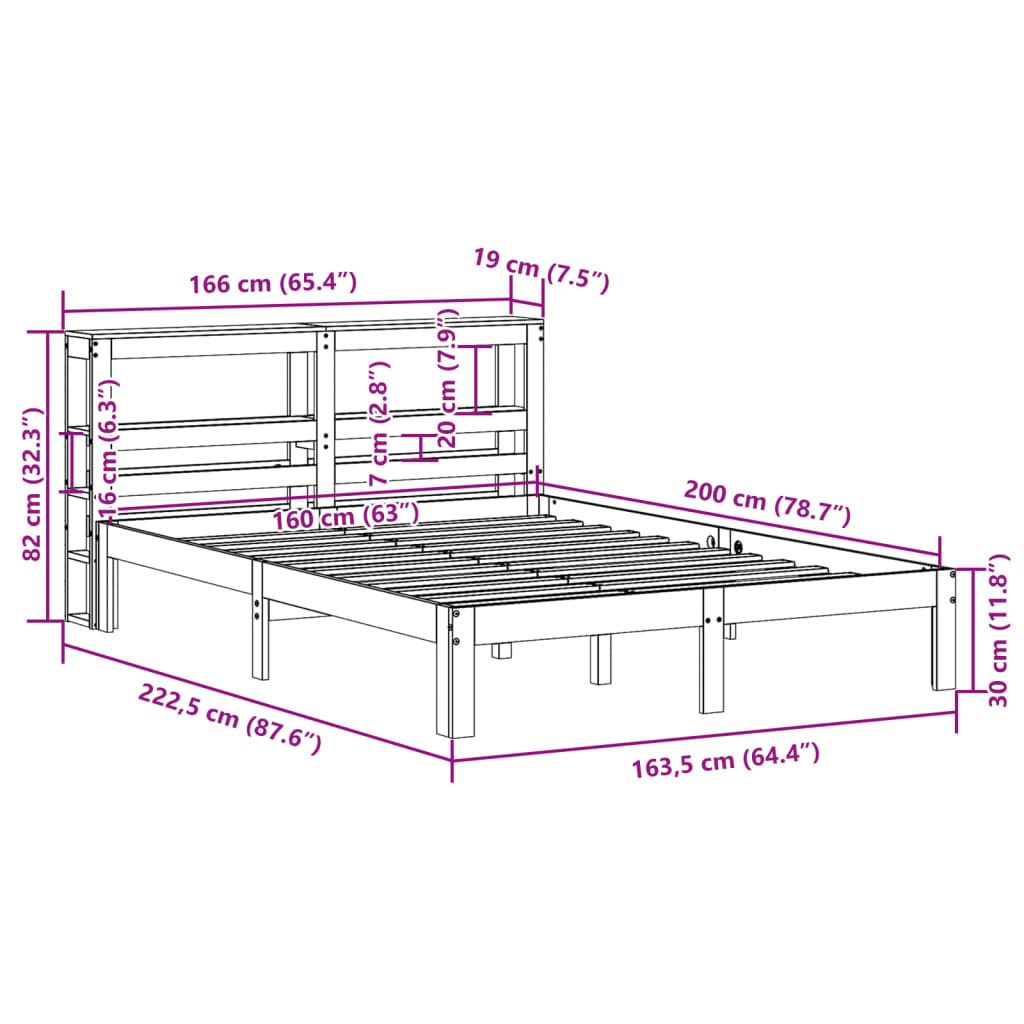 Bed Frame with Headboard without Mattress 160x200 cm