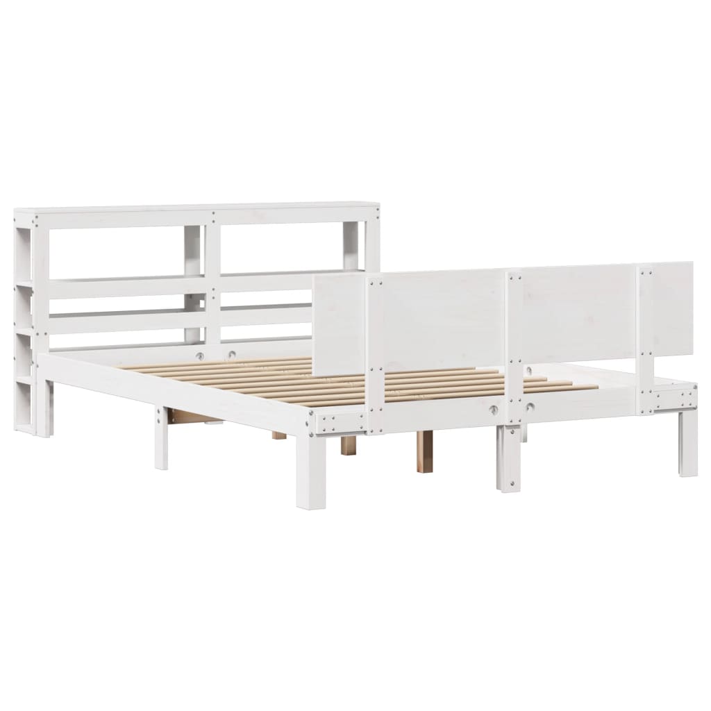 Bed Frame with Headboard without Mattress White 140x200 cm