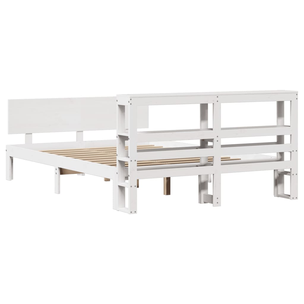 Bed Frame with Headboard without Mattress White 140x200 cm