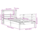 Bed Frame with Headboard without Mattress Wax Brown 90x190 cm Single