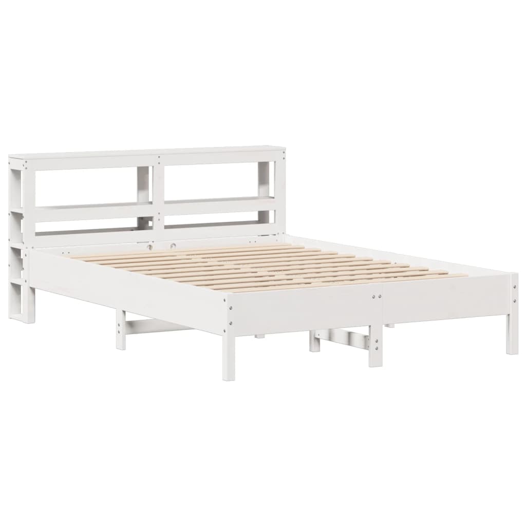 Bed Frame without Mattress White 135x190 cm Double Solid Wood Pine