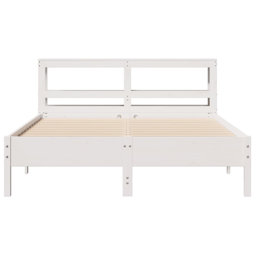 Bed Frame without Mattress White 135x190 cm Double Solid Wood Pine