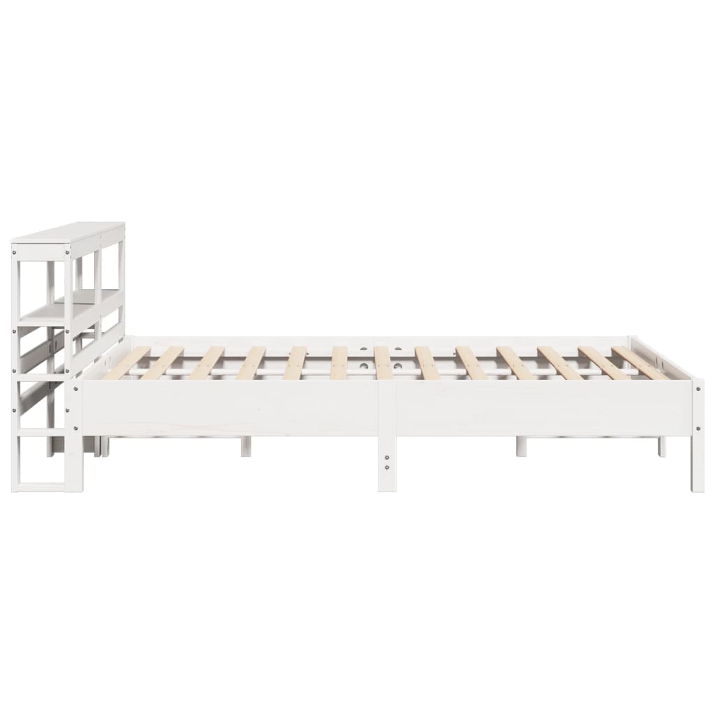 Bed Frame without Mattress White 135x190 cm Double Solid Wood Pine