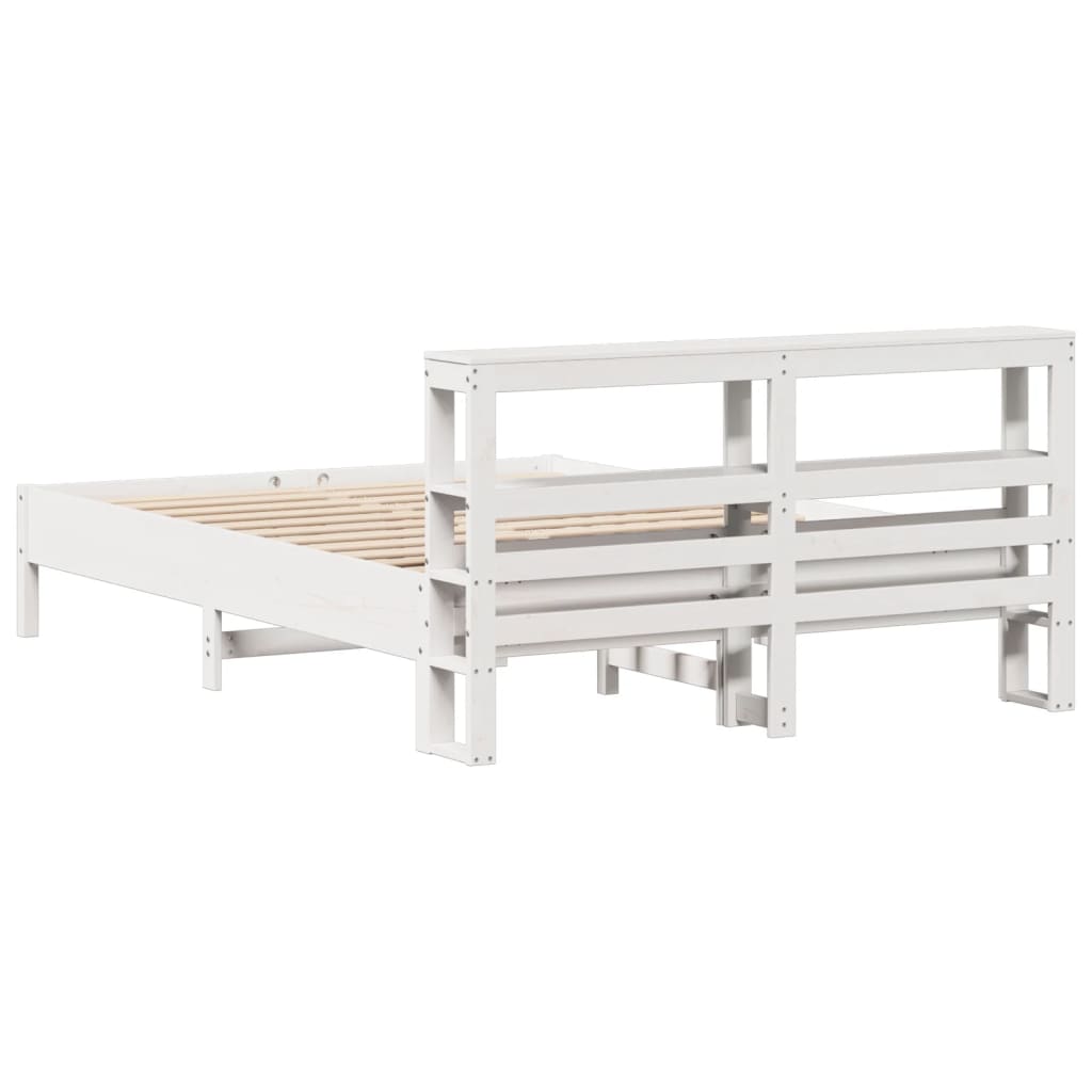 Bed Frame without Mattress White 135x190 cm Double Solid Wood Pine