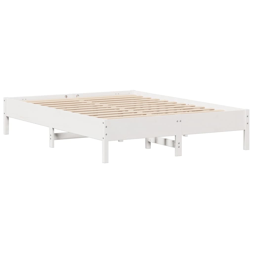 Bed Frame without Mattress White 135x190 cm Double Solid Wood Pine