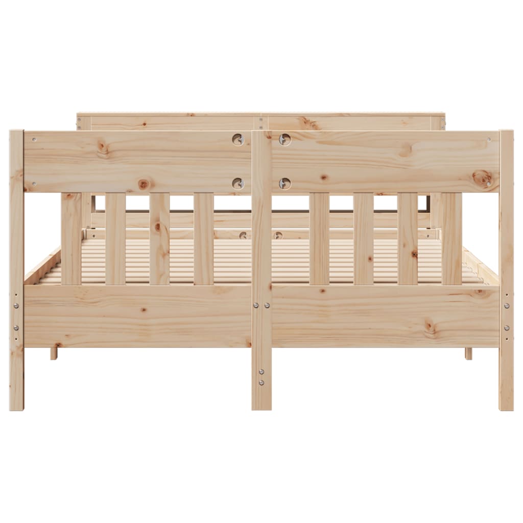 Bed Frame without Mattress 150x200 cm King Size Solid Wood Pine