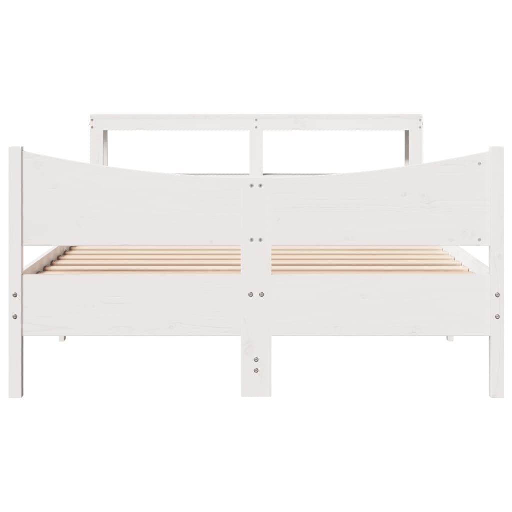 Bed Frame with Headboard White 160x200 cm Solid Wood Pine