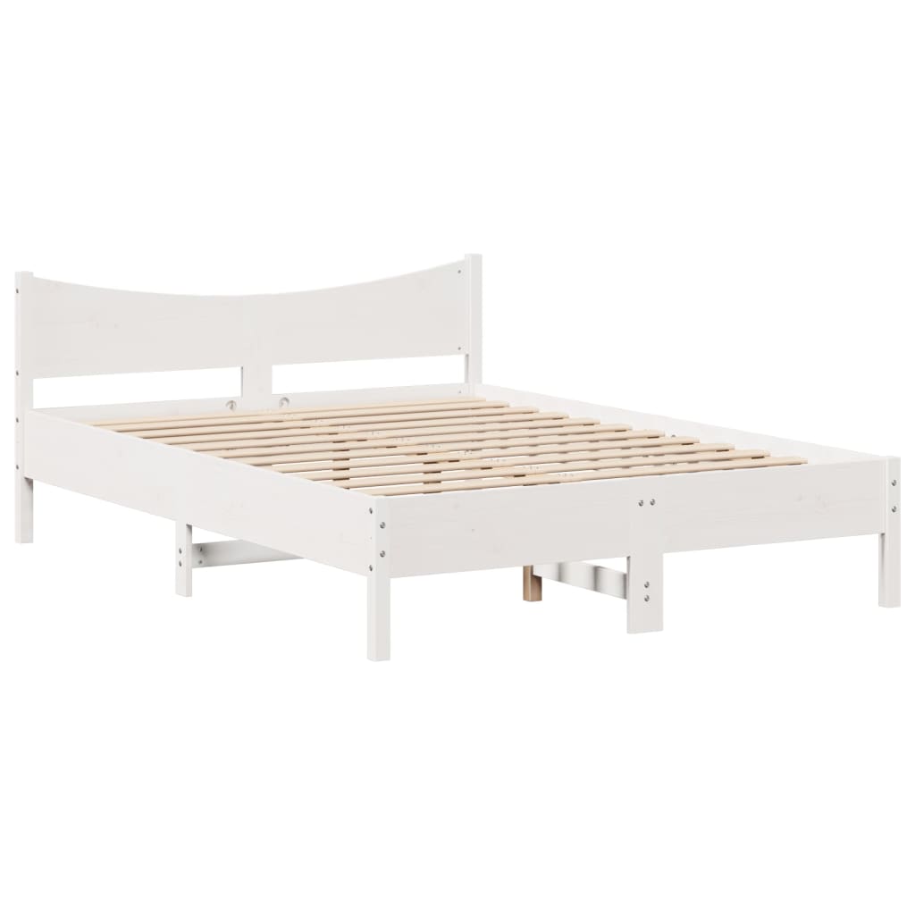 Bed Frame with Headboard White 160x200 cm Solid Wood Pine