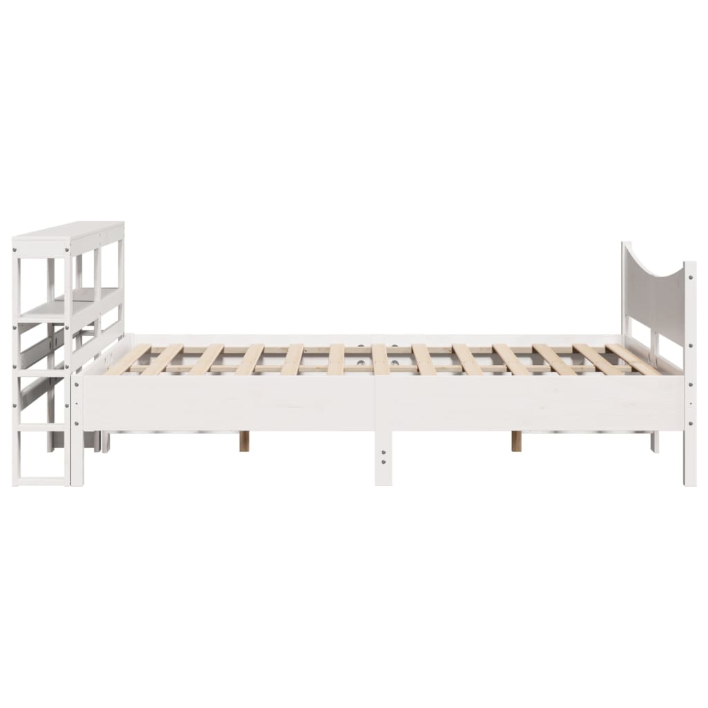 Bed Frame with Headboard White 160x200 cm Solid Wood Pine