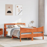 Bed Frame with Headboard Wax Brown 160x200 cm Solid Wood Pine