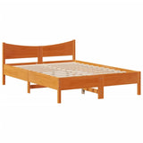 Bed Frame with Headboard Wax Brown 160x200 cm Solid Wood Pine