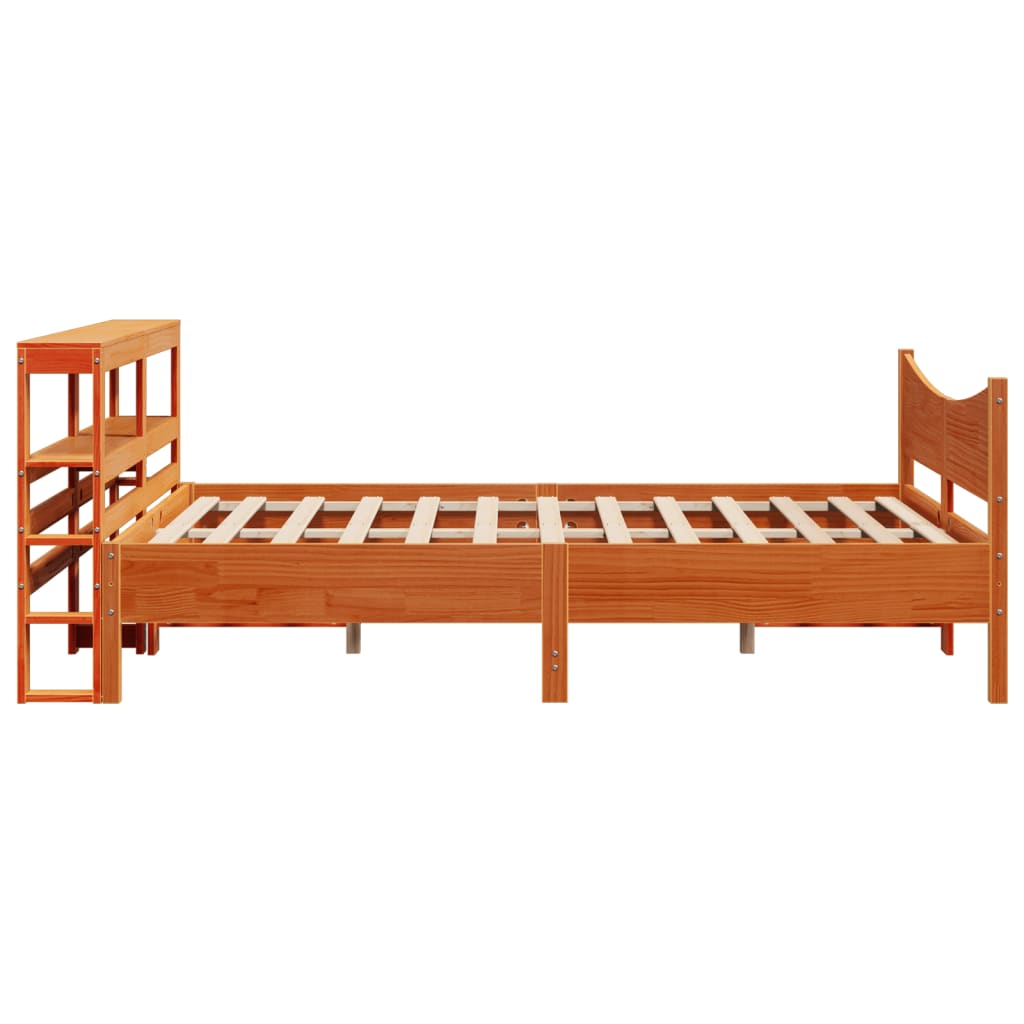 Bed Frame with Headboard Wax Brown 160x200 cm Solid Wood Pine