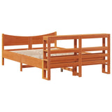 Bed Frame with Headboard Wax Brown 160x200 cm Solid Wood Pine