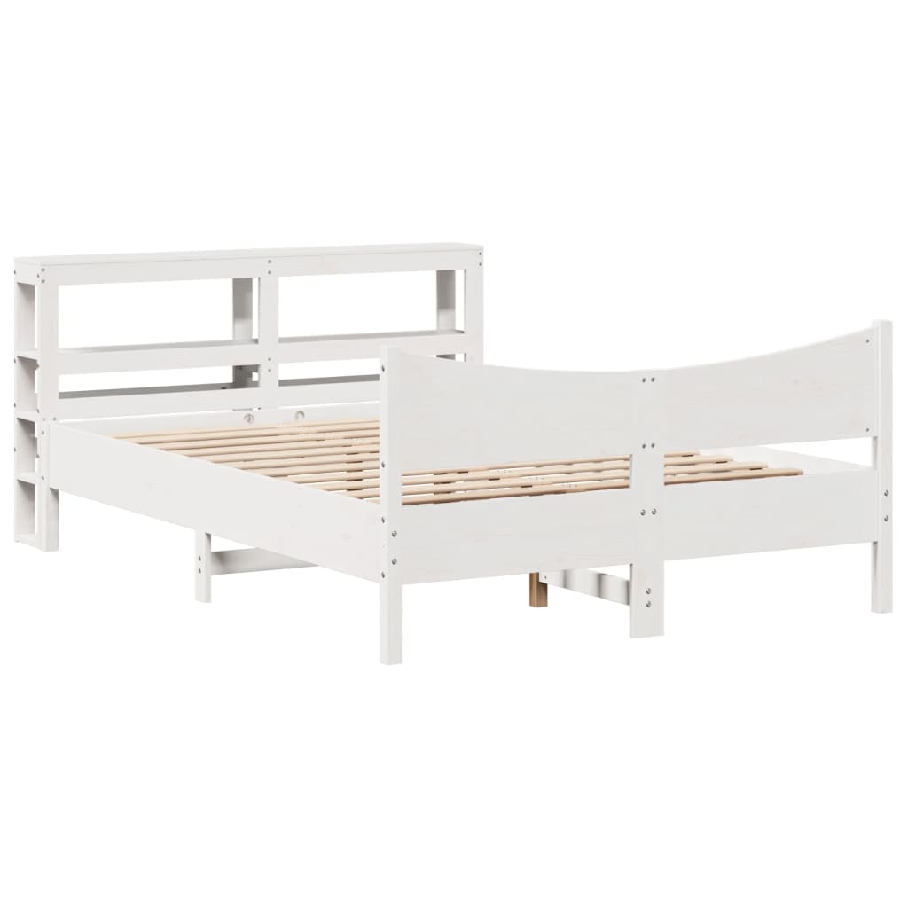 Bed Frame with Headboard White 120x200 cm Solid Wood Pine