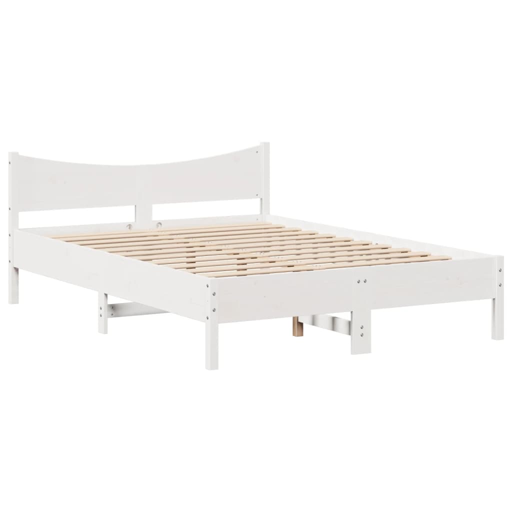 Bed Frame with Headboard White 120x200 cm Solid Wood Pine