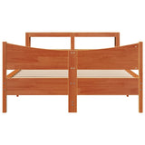 Bed Frame with Headboard Wax Brown 140x190 cm Solid Wood Pine