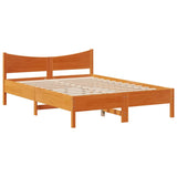 Bed Frame with Headboard Wax Brown 140x190 cm Solid Wood Pine