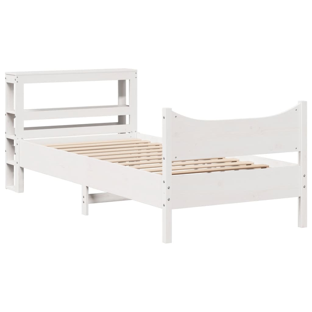 Bed Frame with Headboard White 75x190 cm Small Single Solid Wood Pine