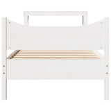 Bed Frame with Headboard White 75x190 cm Small Single Solid Wood Pine