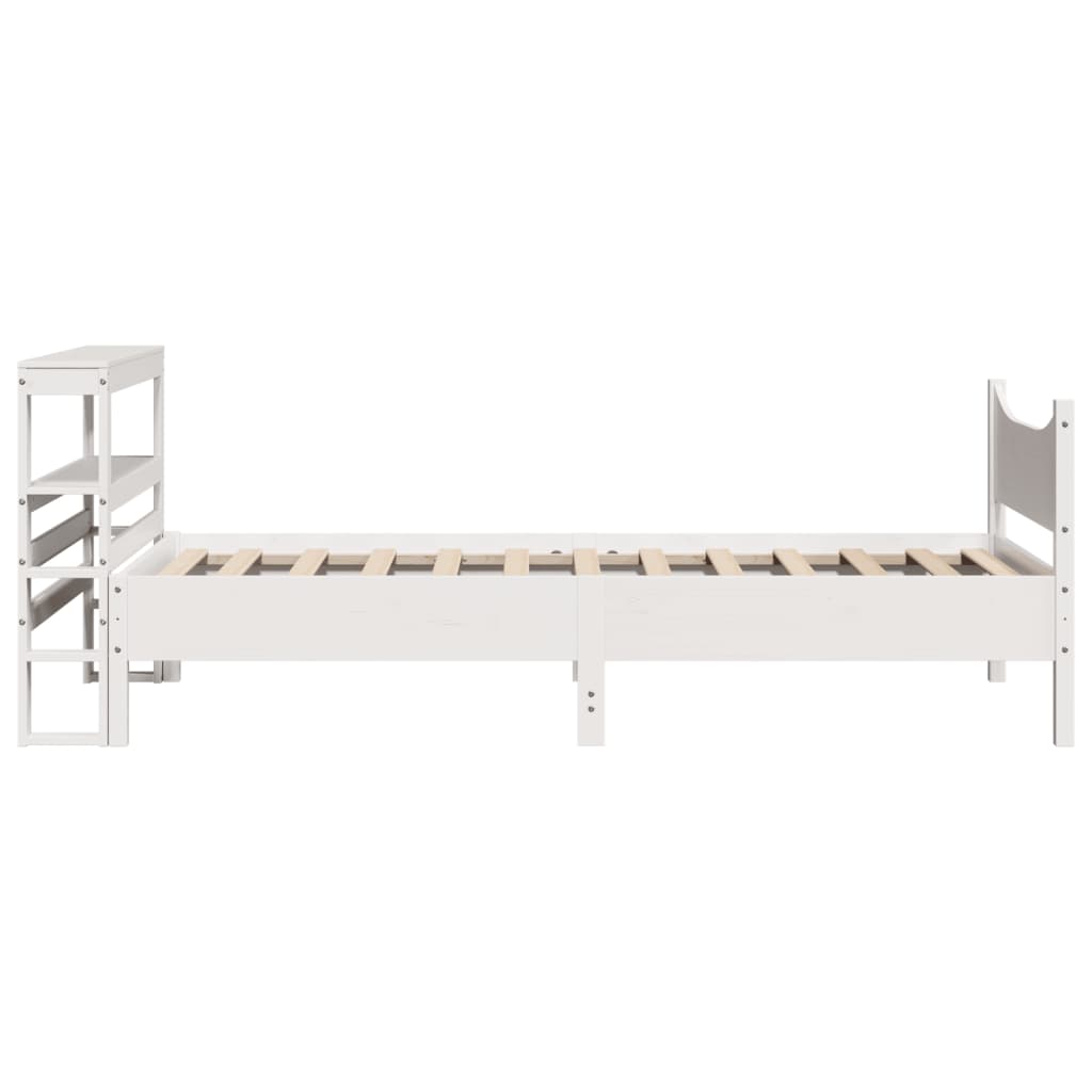 Bed Frame with Headboard White 75x190 cm Small Single Solid Wood Pine