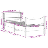 Bed Frame with Headboard White 75x190 cm Small Single Solid Wood Pine