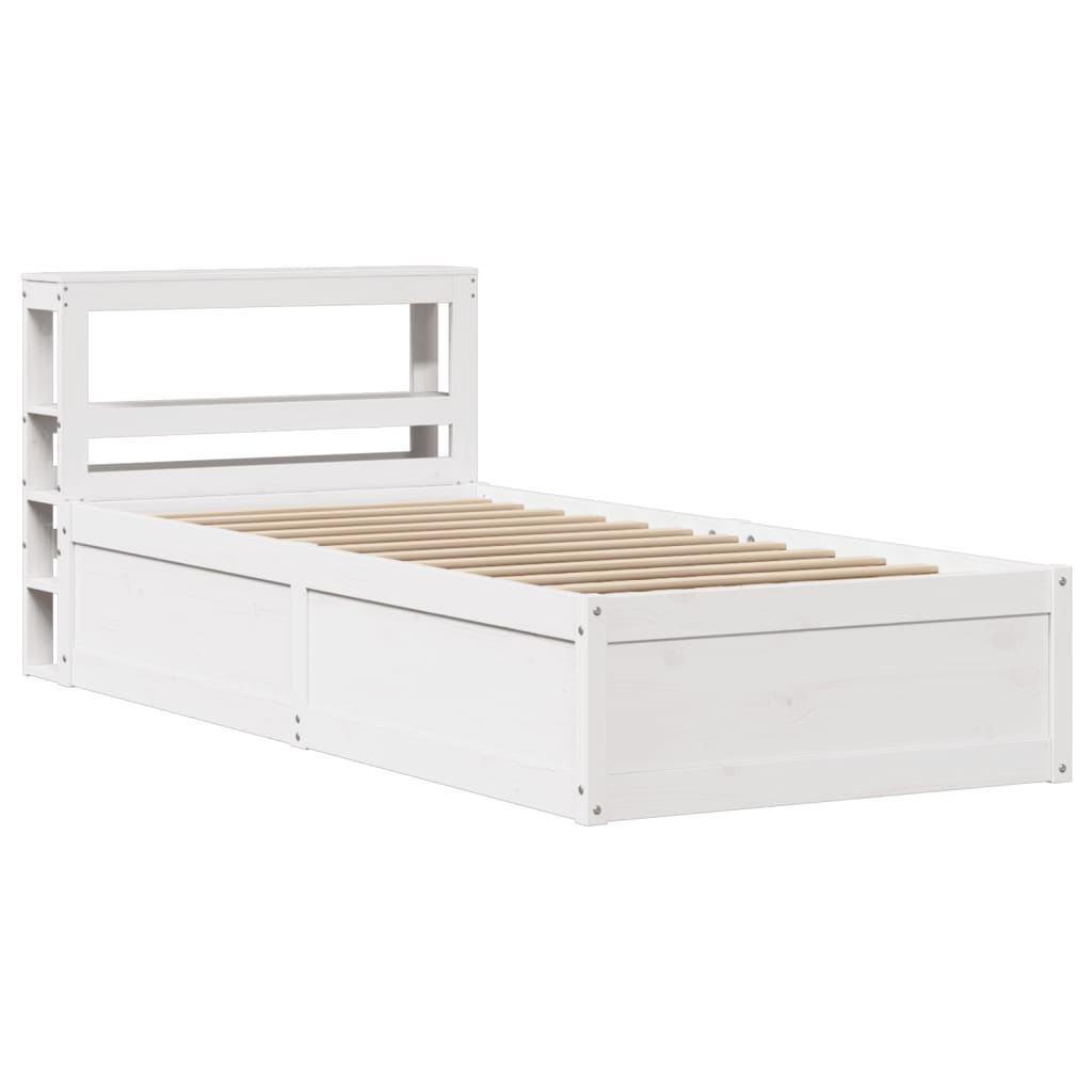 Bed Frame with Headboard White 100x200 cm Solid Wood Pine