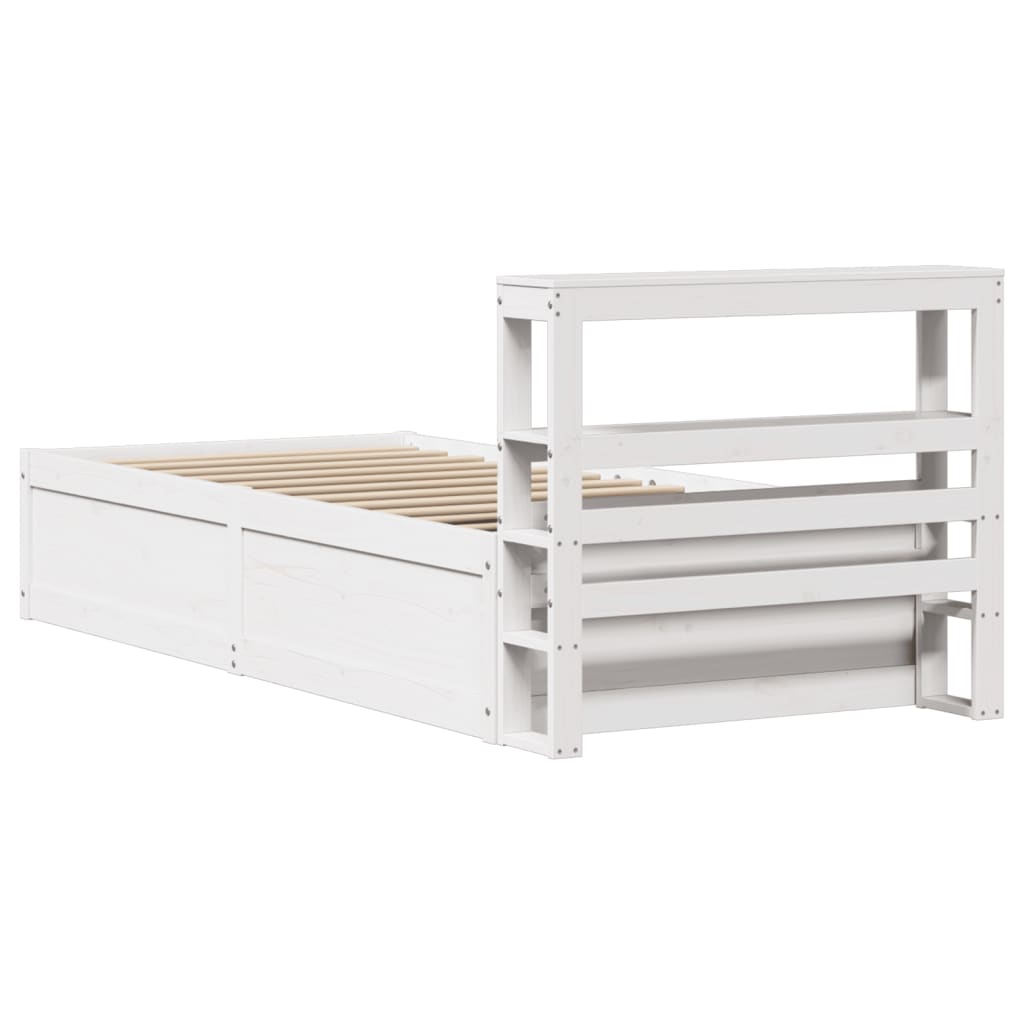 Bed Frame with Headboard White 100x200 cm Solid Wood Pine