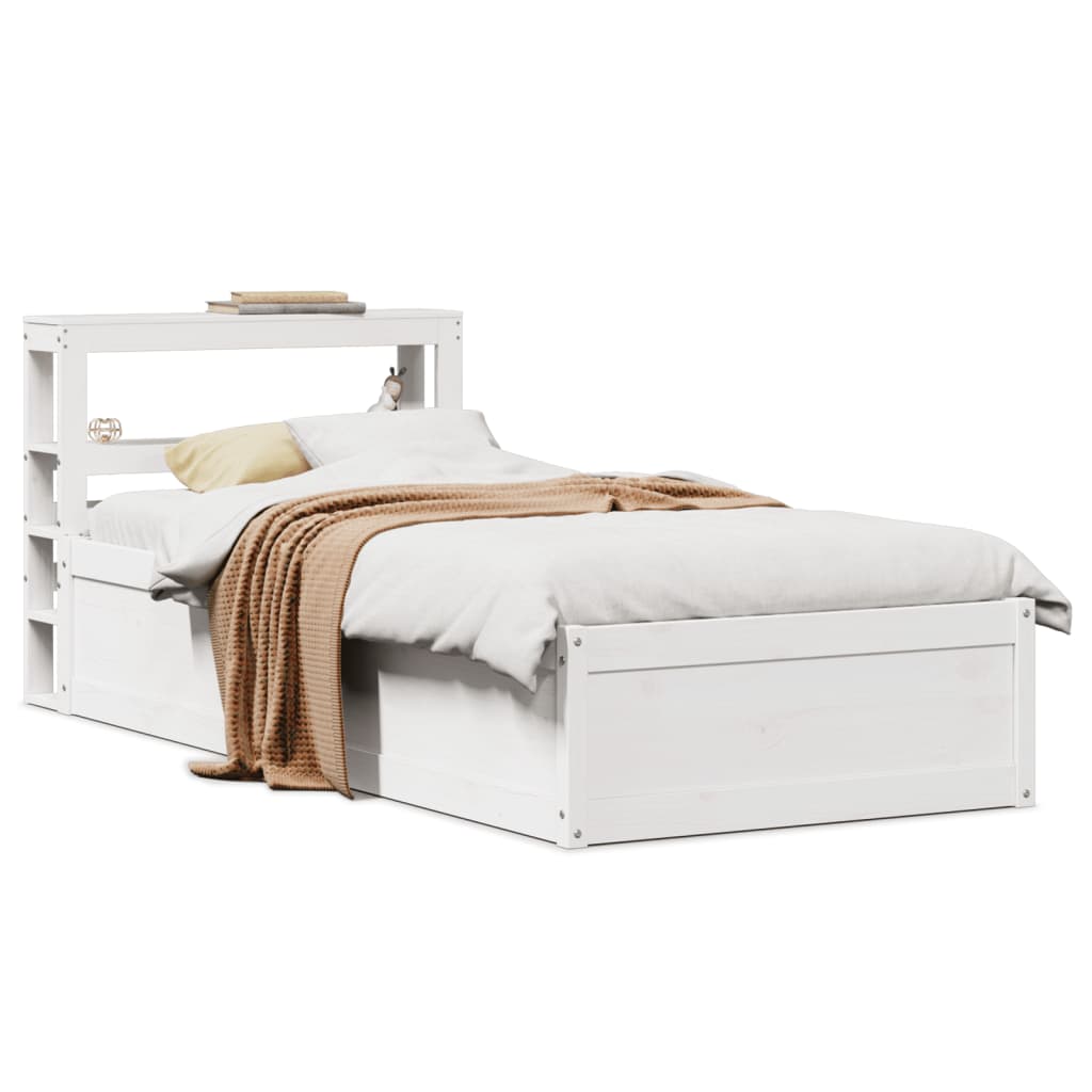 Bed Frame with Headboard White 100x200 cm Solid Wood Pine