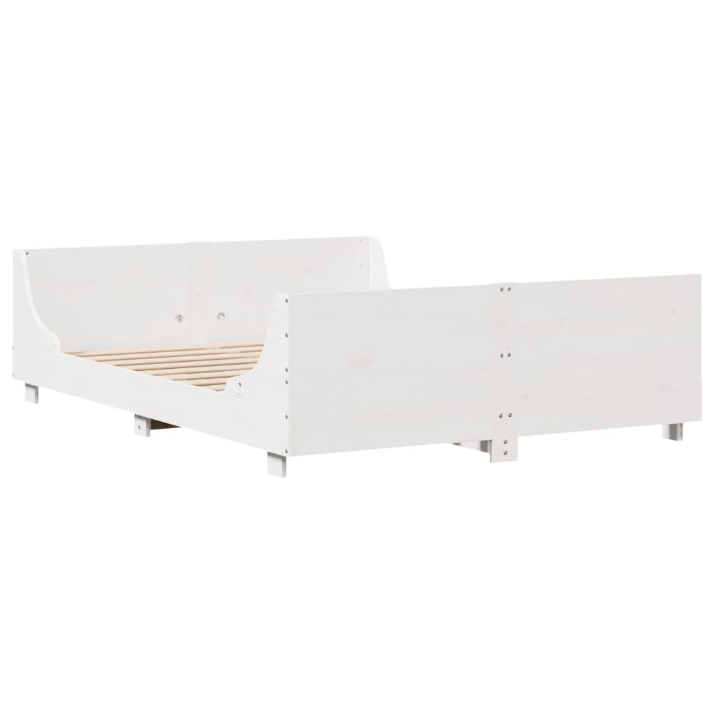 Bed Frame without Mattress White 160x200 cm Solid Wood Pine