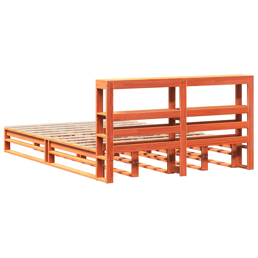 Bed Frame without Mattress Wax Brown 120x190 cm Small Double Solid Wood Pine