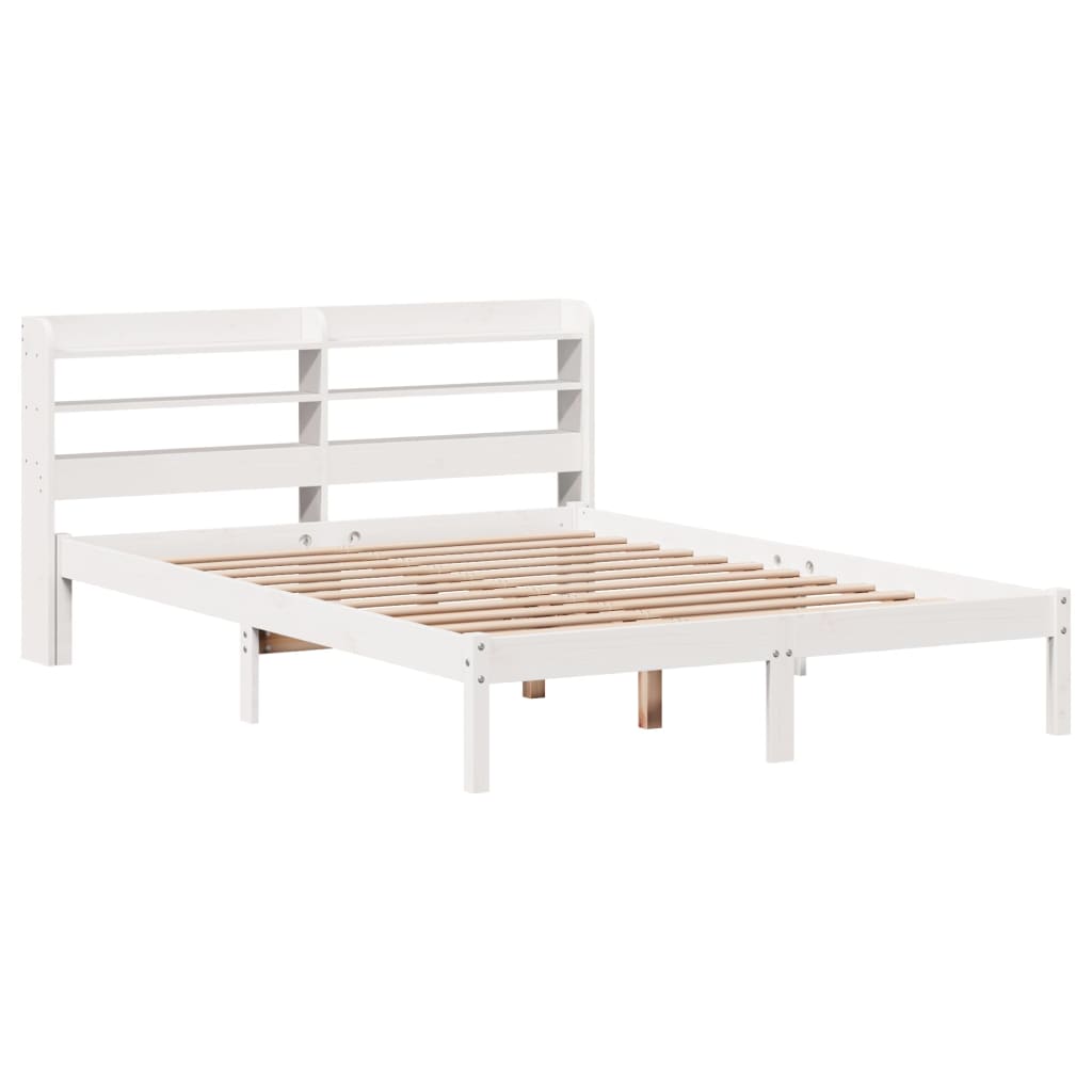 Bed Frame without Mattress White 140x190 cm Solid Wood Pine