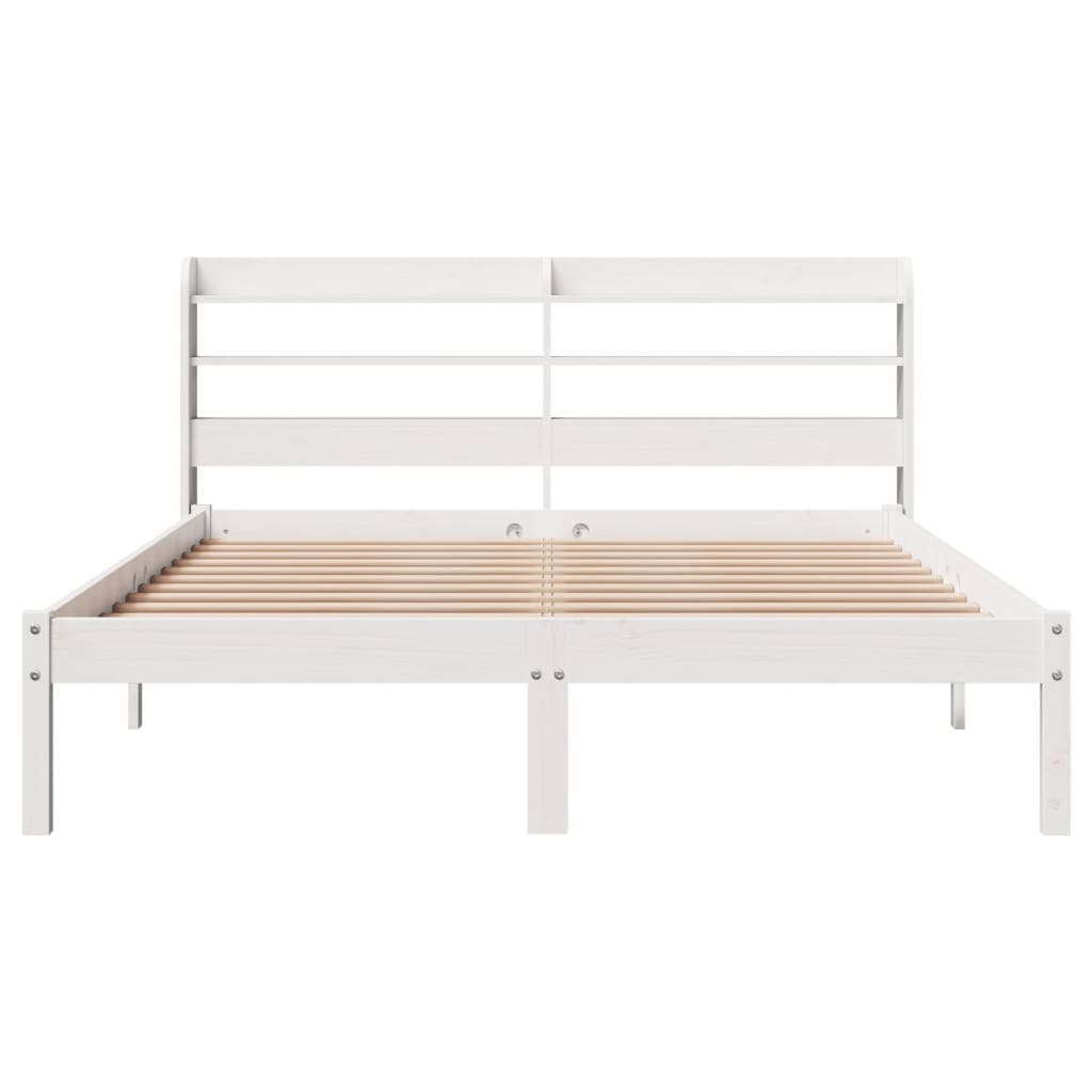 Bed Frame without Mattress White 140x190 cm Solid Wood Pine