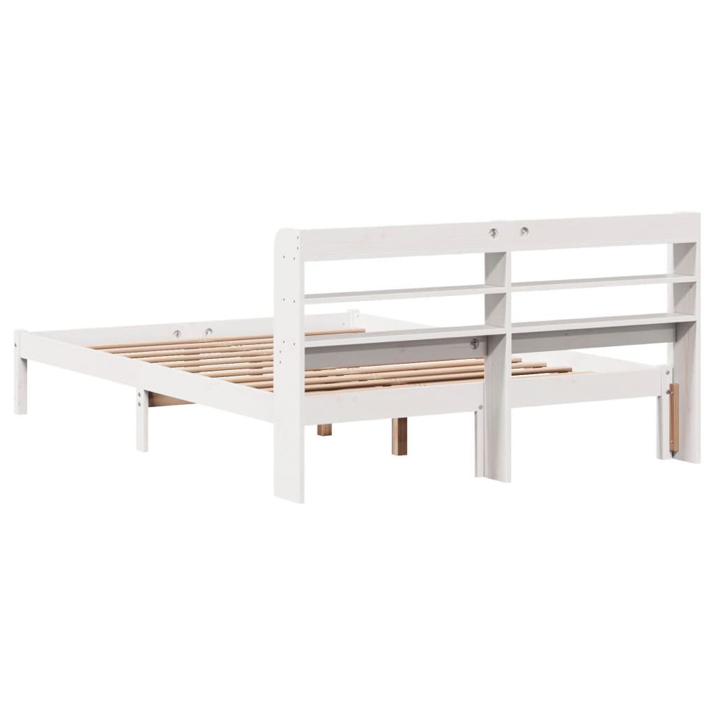 Bed Frame without Mattress White 140x190 cm Solid Wood Pine