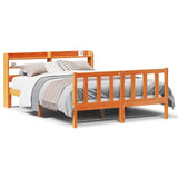 Bed Frame with Headboard without Mattress Wax Brown 150x200 cm King Size