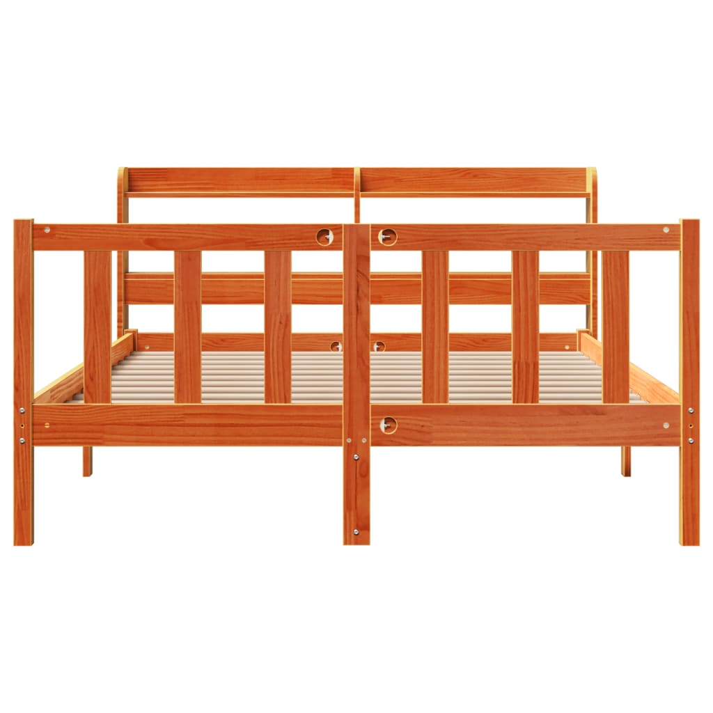 Bed Frame with Headboard without Mattress Wax Brown 150x200 cm King Size