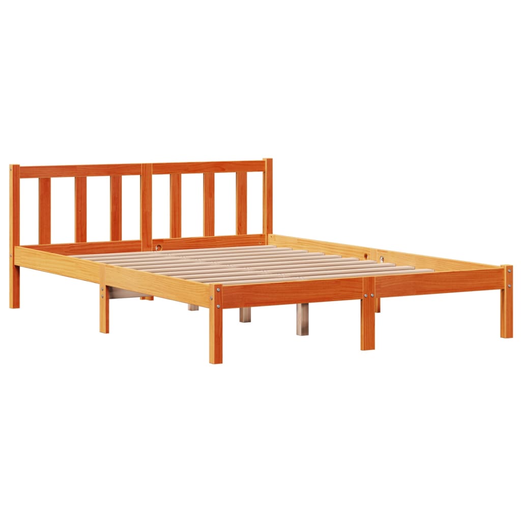 Bed Frame with Headboard without Mattress Wax Brown 150x200 cm King Size