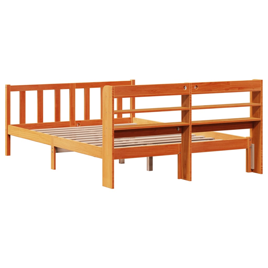 Bed Frame with Headboard without Mattress Wax Brown 150x200 cm King Size