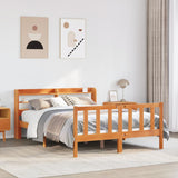 Bed Frame with Headboard without Mattress Wax Brown 150x200 cm King Size