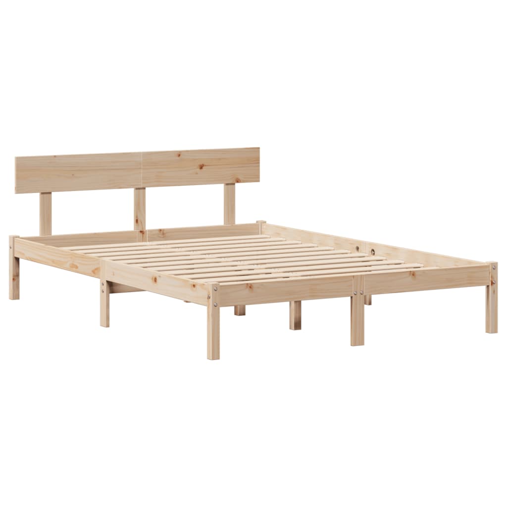 Bed Frame without Mattress 140x190 cm Solid Wood Pine