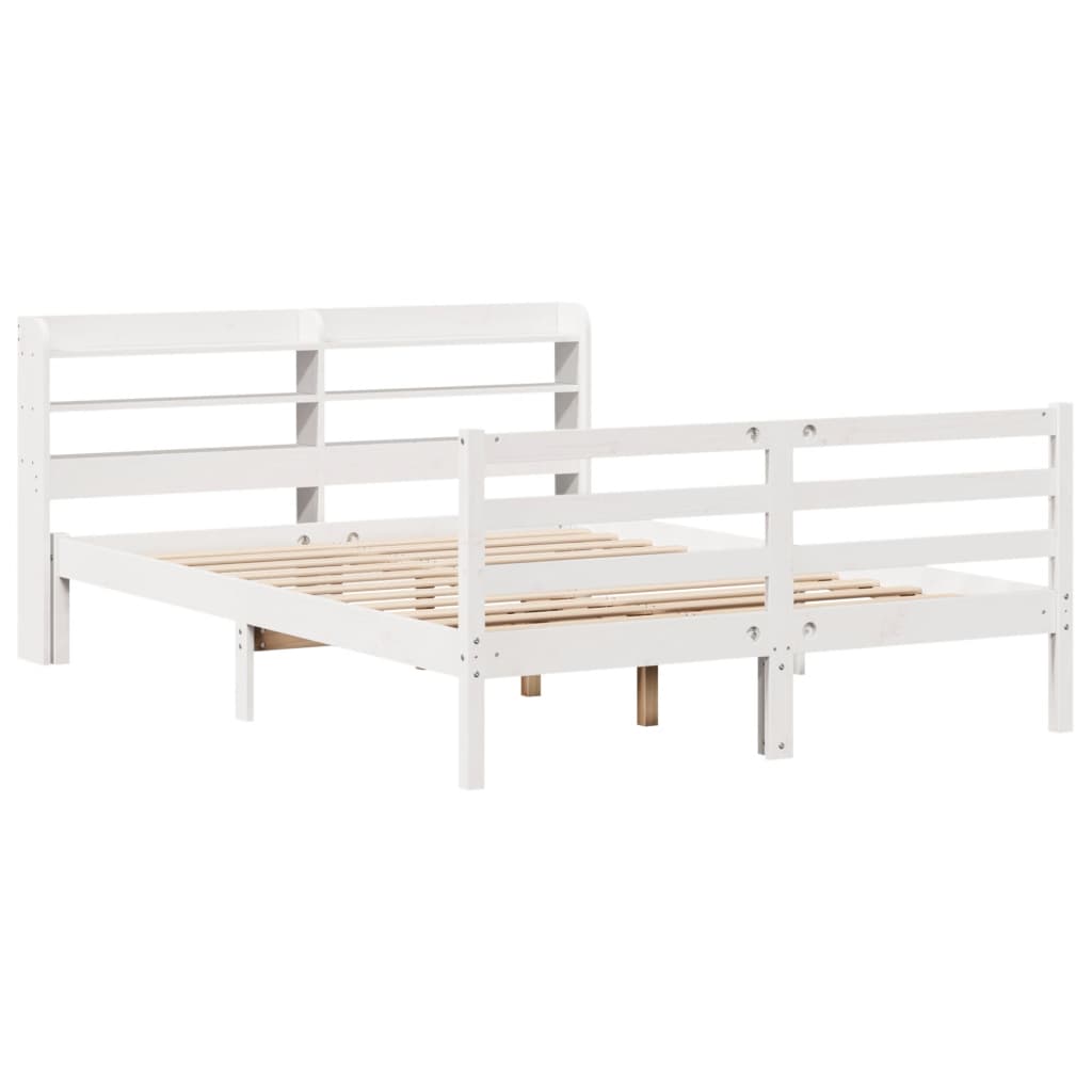 Bed Frame with Headboard without Mattress White 140x190 cm