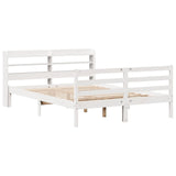 Bed Frame with Headboard without Mattress White 140x190 cm