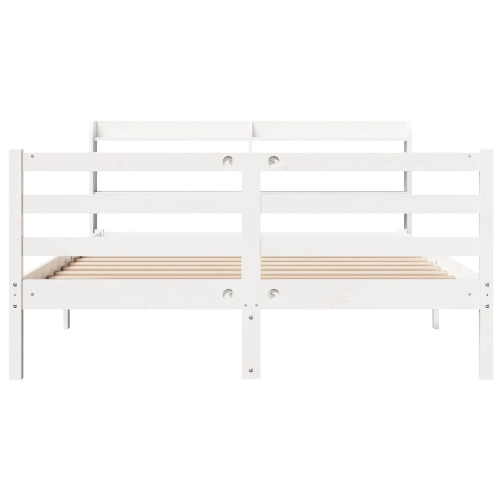 Bed Frame with Headboard without Mattress White 140x190 cm