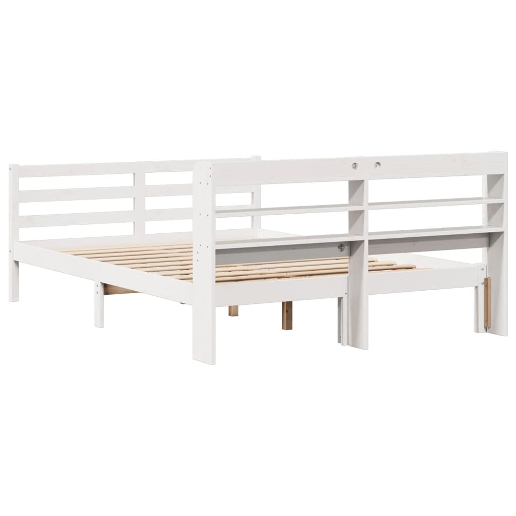 Bed Frame with Headboard without Mattress White 140x190 cm